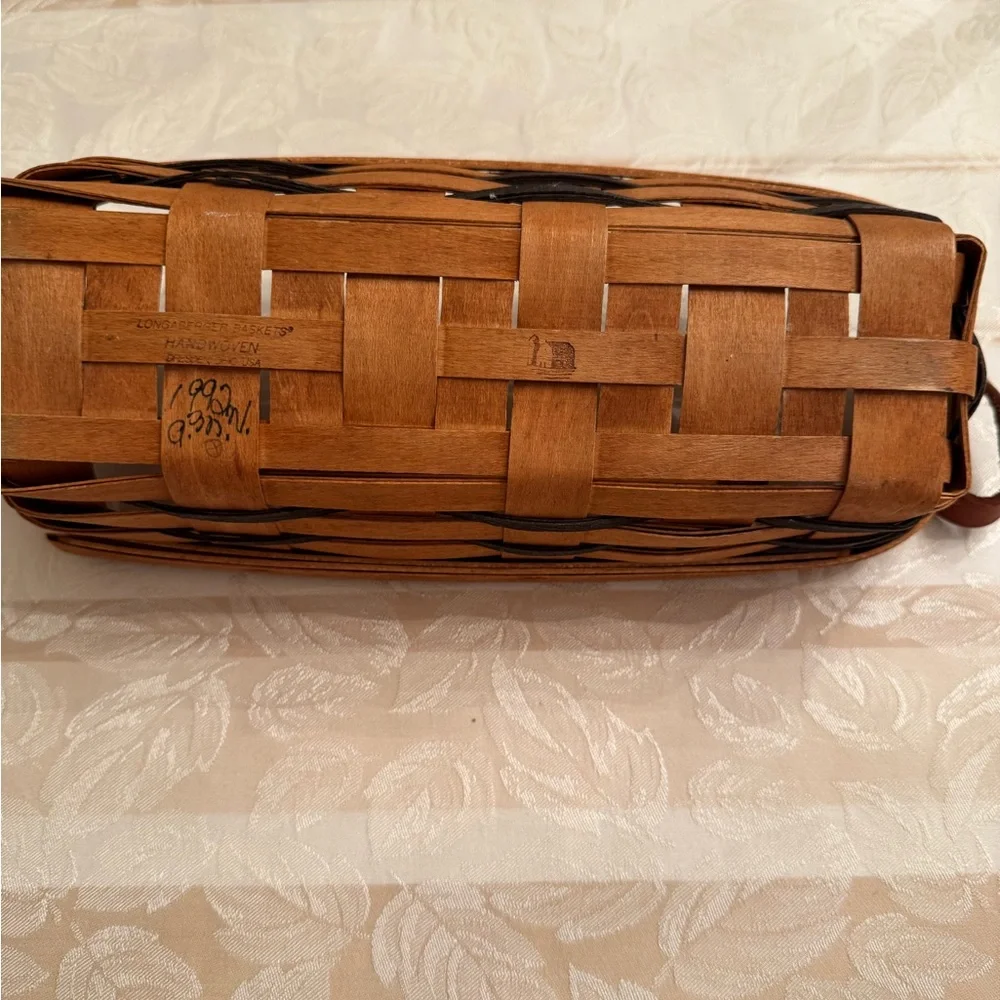 Longaberger Tan Woven Basket with Handles